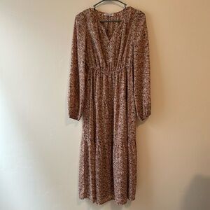 Light Mauve Floral Midi Dress